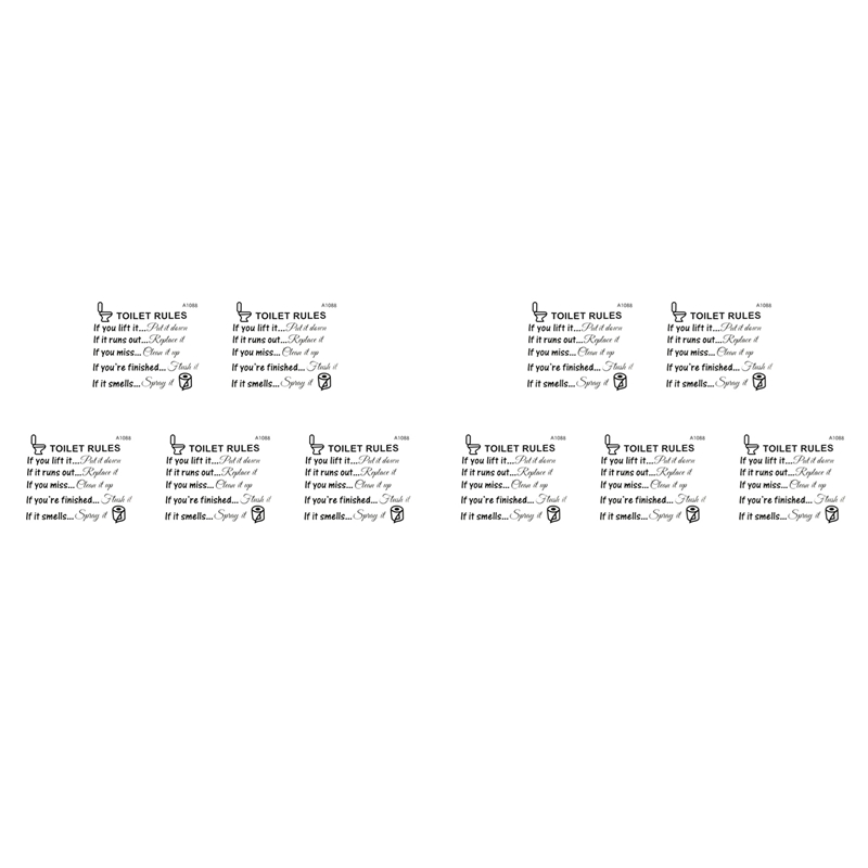 Home Bathroom Rules - AS60-10X Toilettenregeln Badezimmer Abnehmbarer Wandaufkleber Vinyl