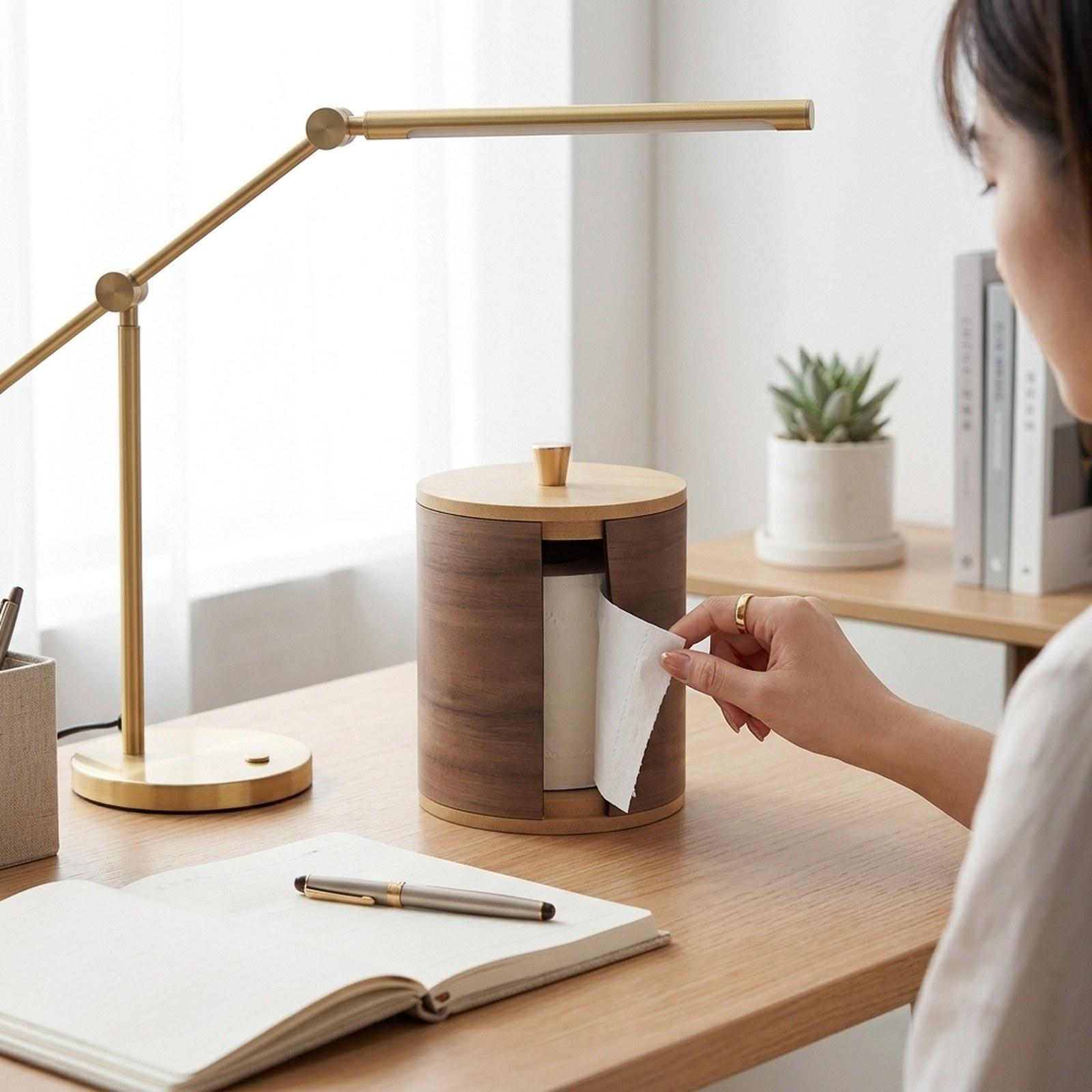 Home Bathroom Paper Towel Holder - Papierhandtuchhalter mit Walnussholz-Oberseite, Rollenspender, Küchenhandtuchhalter für