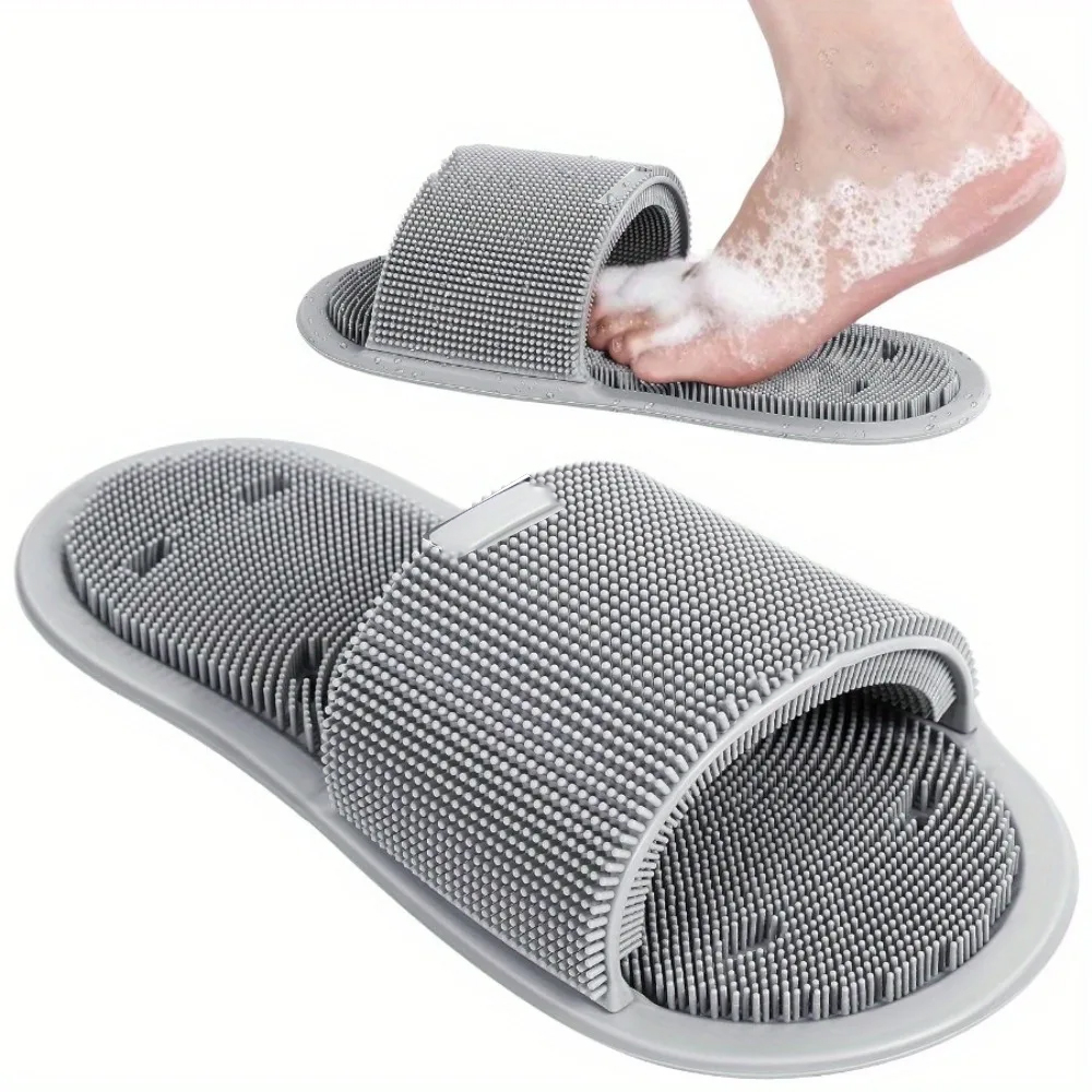 Home Bathroom Cleaning Machine - Silikon-Fußbürste Pantoffeln Dusch-Fußmassagegerät Reiniger Bad Peeling