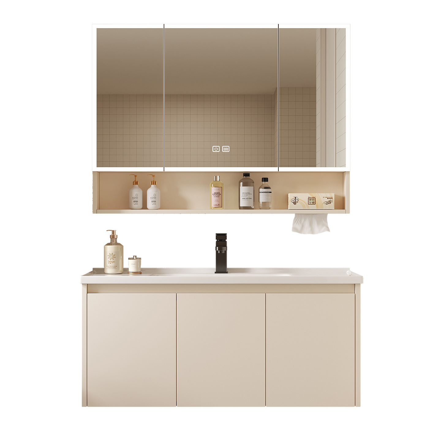 Bathroom Cabinet Mirror - Space Aluminium Badezimmer Smart-Spiegelschrank, separat wandmontiert,