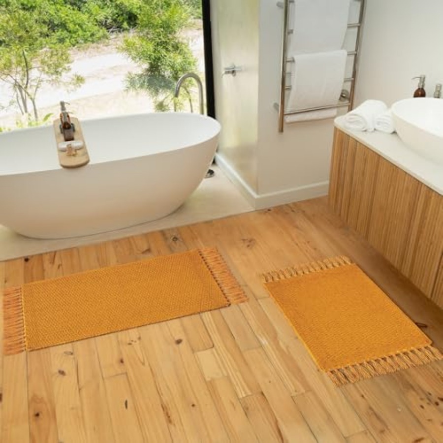 Your Home Bathroom - 2er-Set weiche Boho-Badezimmerteppiche - Wunderschöne Boho-Baumwollteppiche,