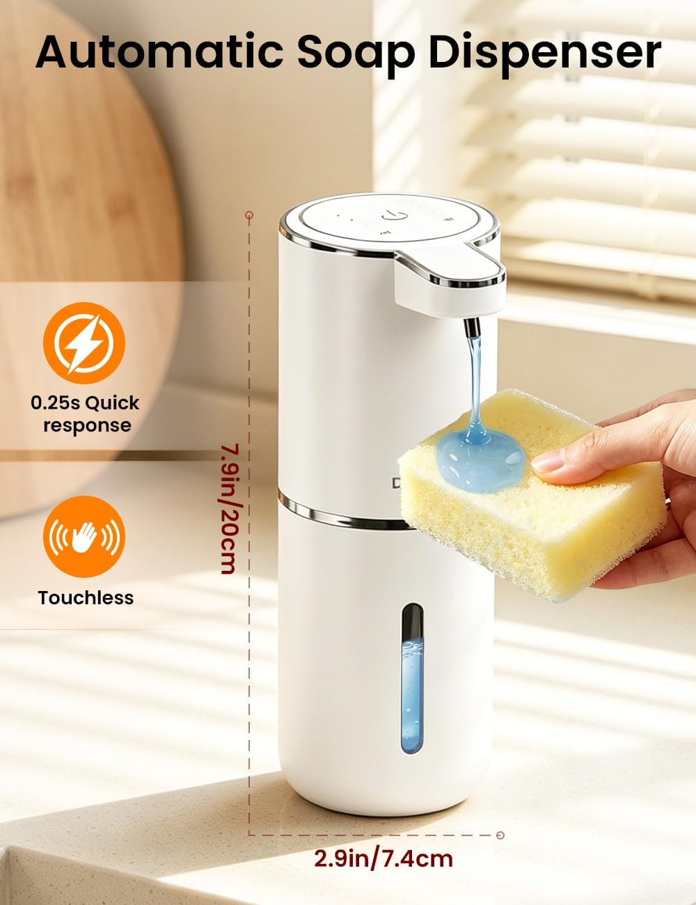 Soap Dispenser Pump - 380ML Kapazität, Lichtanzeige, 4-stufig einstellbare Schaum-/Flüssigkeitsmodi,
