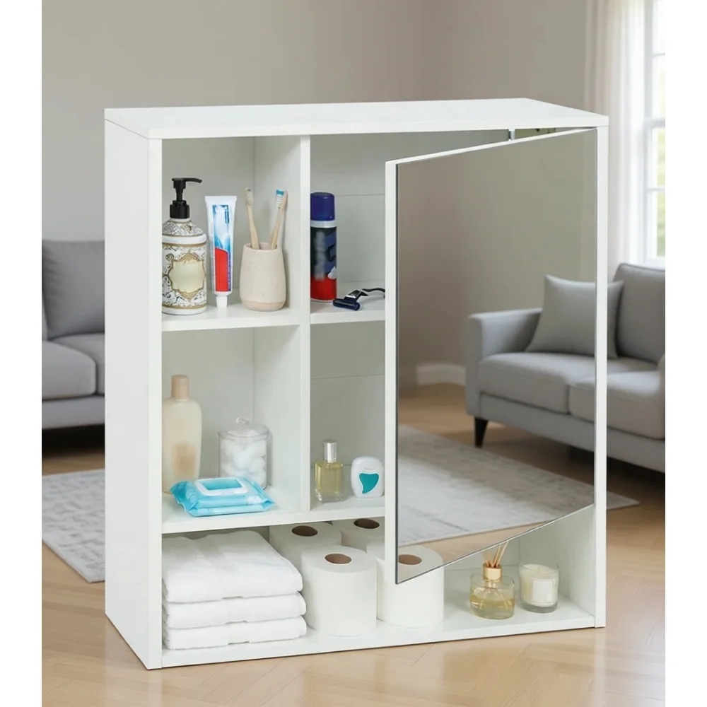 Bathroom Cabinet Mirror - Wandmontierter Badezimmerspiegelschrank mit Aufbewahrungsregalen und offenen