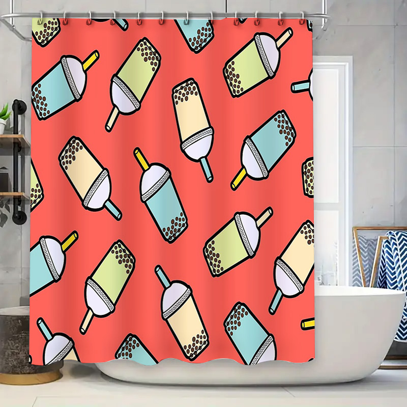 Home Bathroom Ideas - Einzigartiger Bubble-Tea-Duschvorhang, niedliches Boba-Tea-Dekor, Badezimmer, modernes