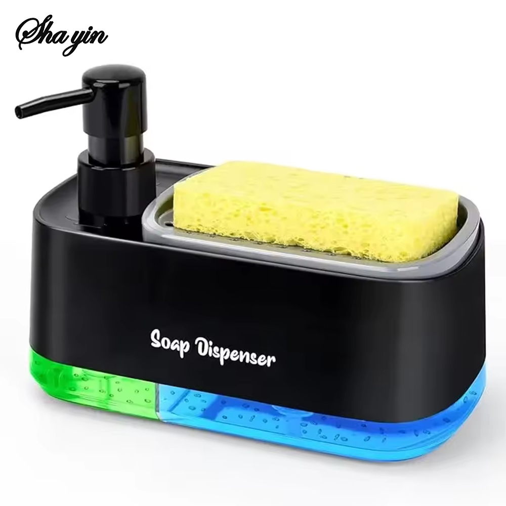 Soap Dispenser Pump - 3-in-1-Hand- und Spülmittelspender-Set mit Schwammhalter, doppelter