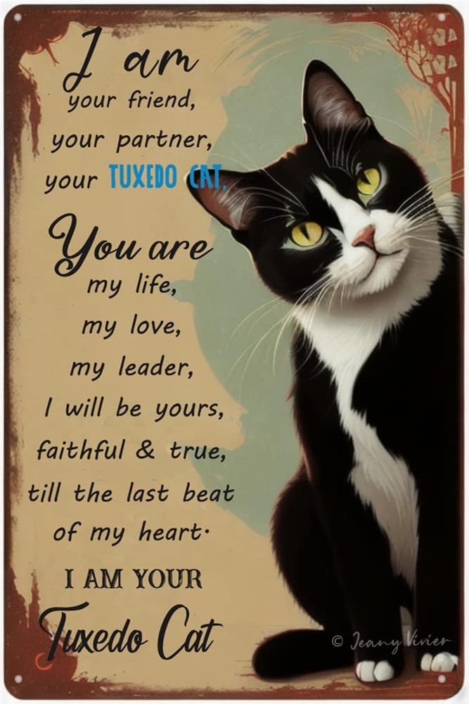 Home Bathroom Rules - Vintage Katzen-Badezimmerschild, „I Am Tuxedo“-Schilder, Geschenk