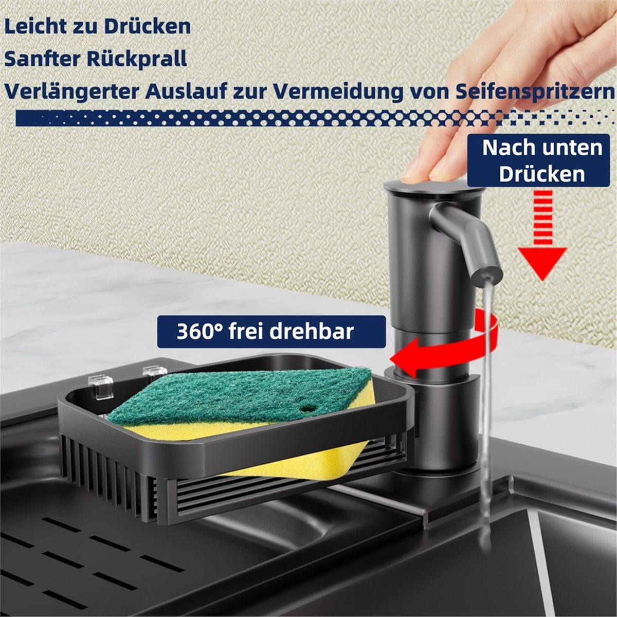 Soap Dispenser Pump - (A02R) Wonrefact Edelstahl-Seifenspender für Küchenspüle, Rostfreie