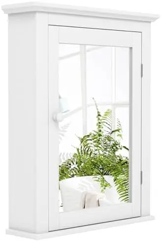 Bathroom Cabinet Mirror - Weißer Medizinschrank mit Spiegel, wandmontierte, verstellbare