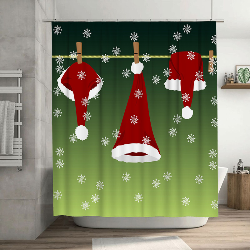 Home Bathroom Ideas - TU Festlicher Weihnachts-Duschvorhang, rot, Weihnachtsmann, Urlaub,