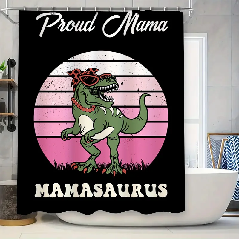 Home Bathroom Ideas - Stilvoller Mama-Dinosaurier-Duschvorhang, niedliche Kinder-Badedekoration für Badezimmer,