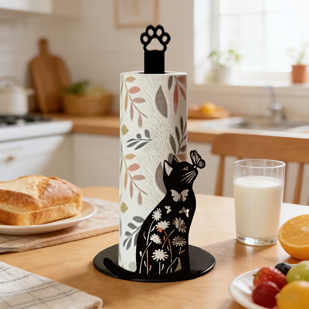 Home Bathroom Paper Towel Holder - 1 Stück 2D flacher niedlicher schwarzer