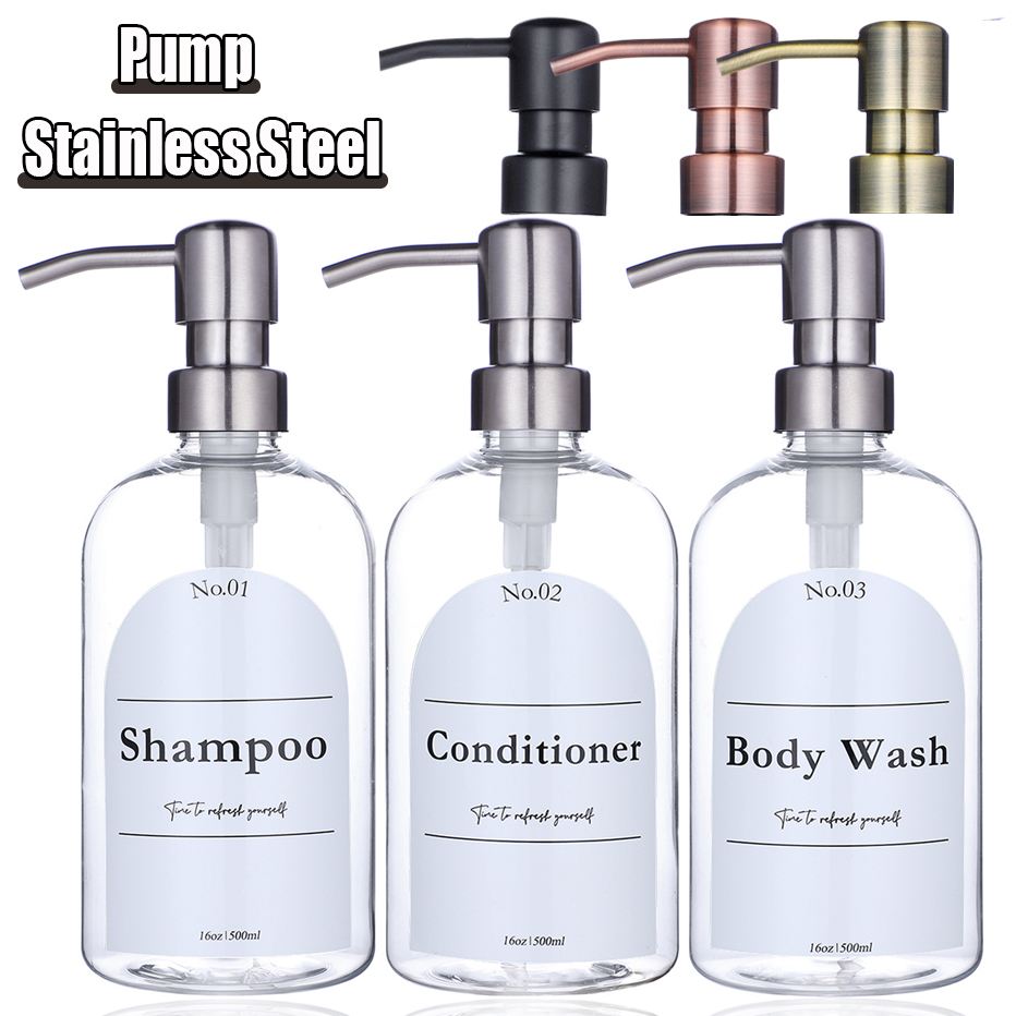Soap Dispenser Pump - Klare Shampoo-Conditioner-Körperwaschspender-Set mit robuster Kunststoffpumpe, Kunststoff-Duschseifenspenderflaschen