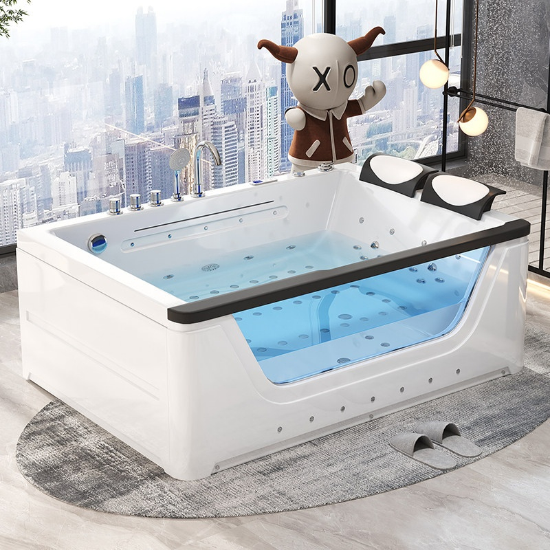 Home Bathroom Jacuzzi Tub - 2-Personen-Acryl-Jacuzzi mit Wasserfall-Whirlpool-Massage - Intelligentes Heizsystem,