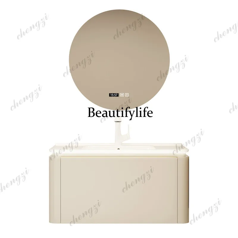 A17 Cremegrauer Massivholz-Bad – Bathroom Cabinet Mirror Bewertung und Preis