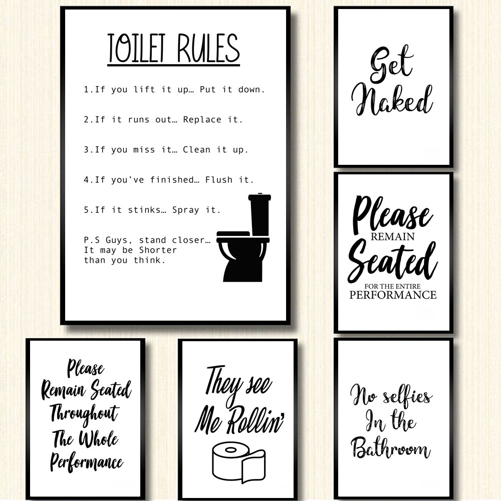 Wand Kunst Leinwand Malerei Lu – Home Bathroom Rules Bewertung und Preis