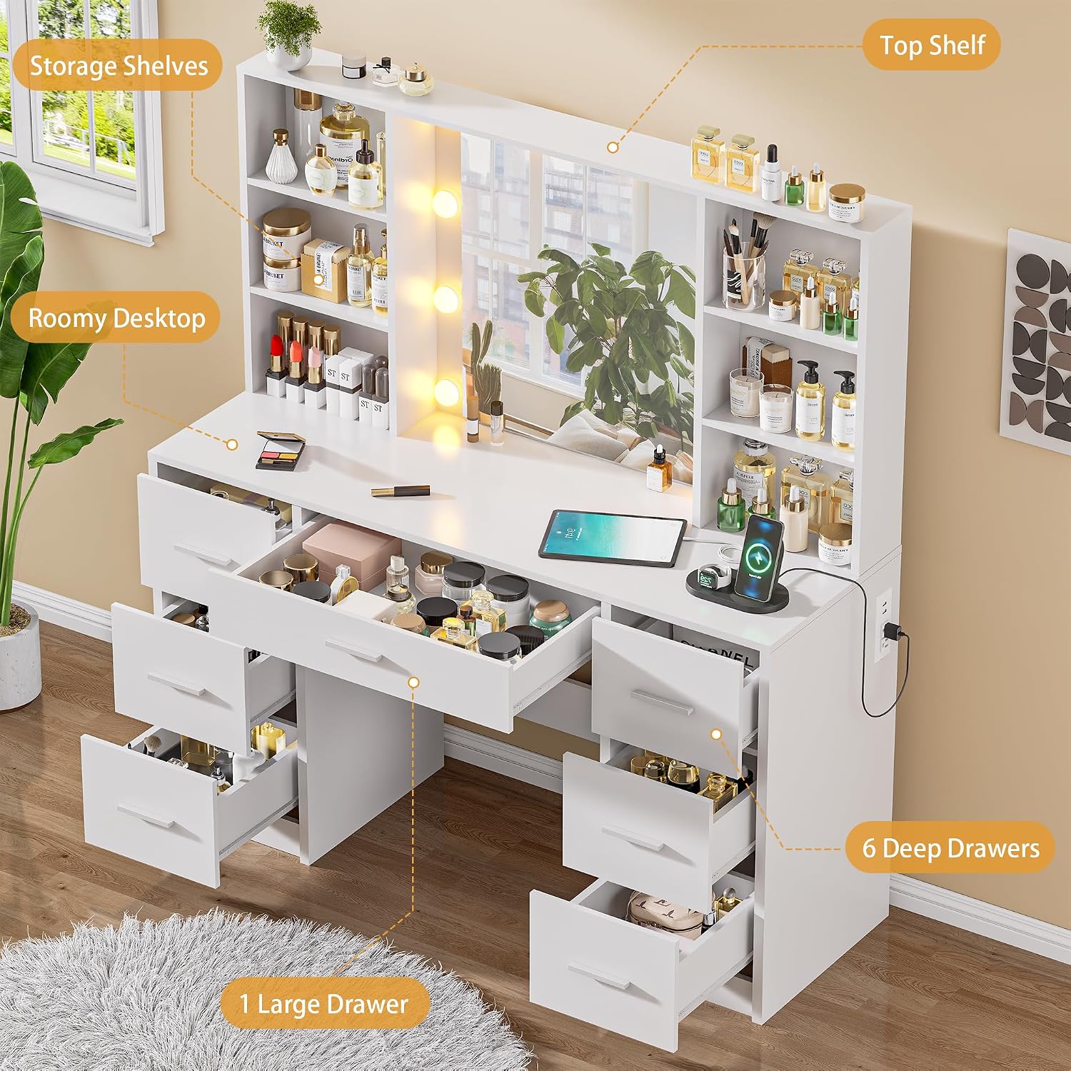 Großer Schminktisch mit LED-Sp – Home Outlet Bathroom Mirrors Bewertung und Preis