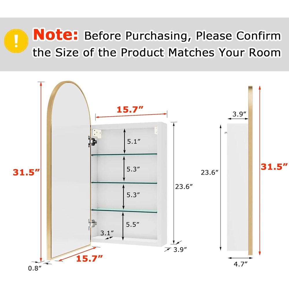 Luxuriöser gewölbter goldener  – Bathroom Cabinet Mirror Bewertung und Preis