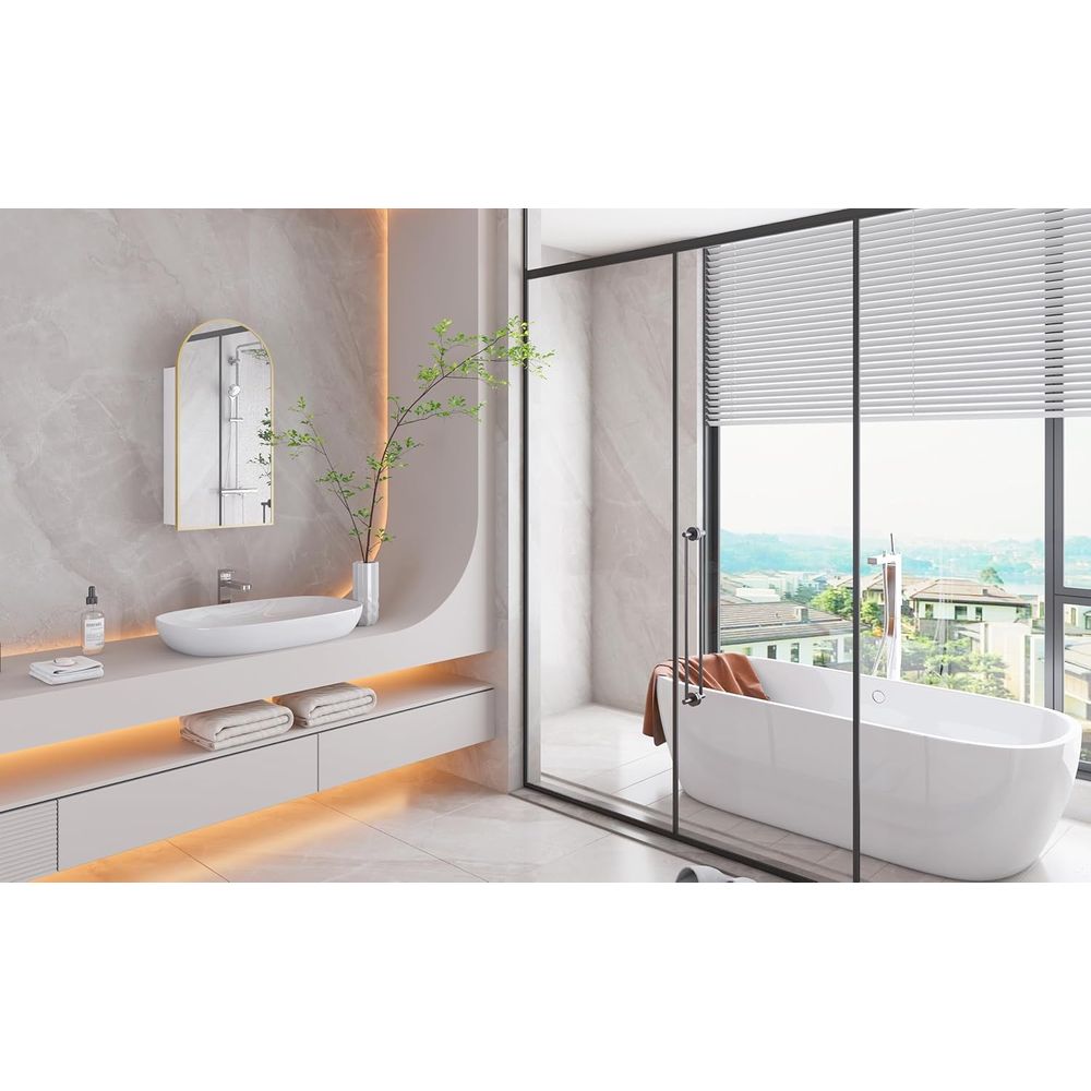 Luxuriöser gewölbter goldener  – Bathroom Cabinet Mirror Bewertung und Preis