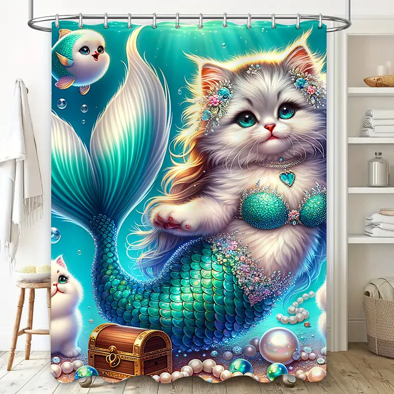 Duschvorhang Meerjungfrau Katz – Home Bathroom Ideas Bewertung und Preis