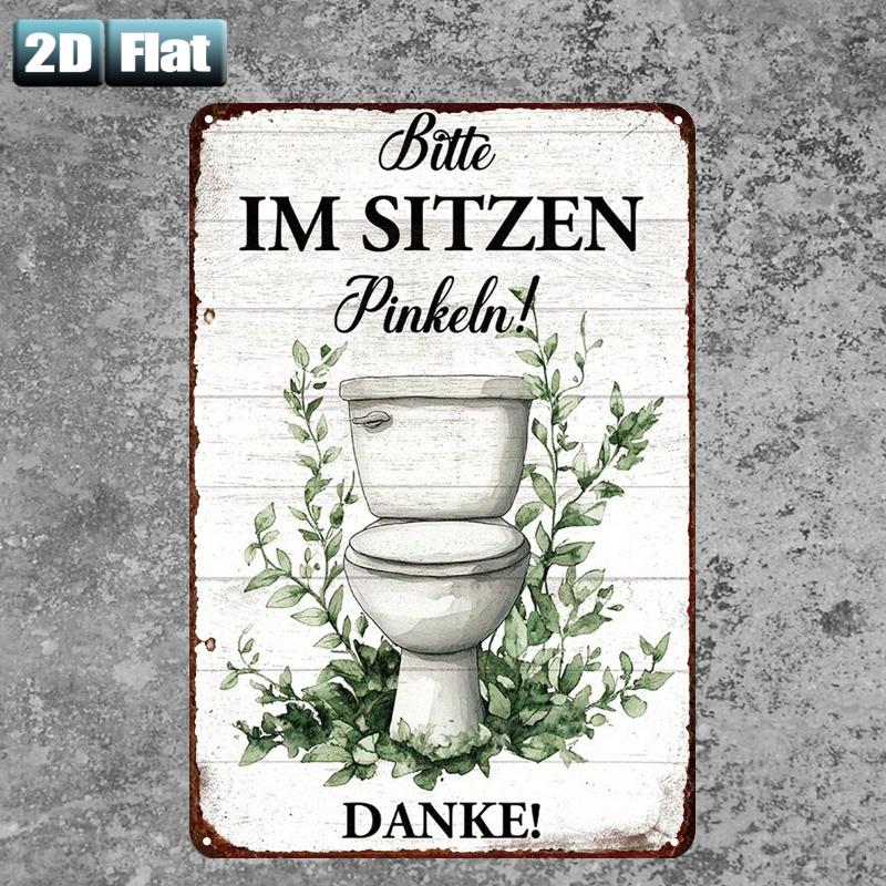 Retro-Metallschild „Sit Down T – Home Bathroom Rules Bewertung und Preis