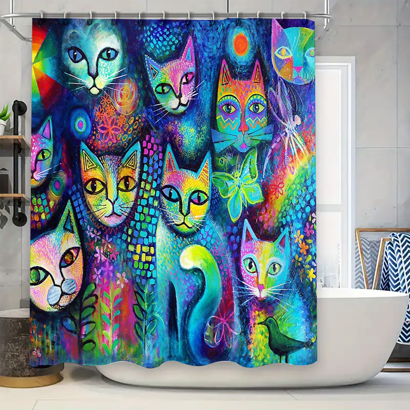 Katzen-Duschvorhang, künstleri – Home Bathroom Ideas Bewertung und Preis