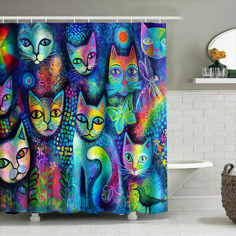 Katzen-Duschvorhang, künstleri – Home Bathroom Ideas Bewertung und Preis