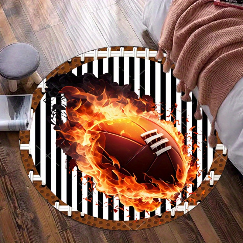 Flaming Football Runder Teppic – Home Bathroom Ideas Bewertung und Preis