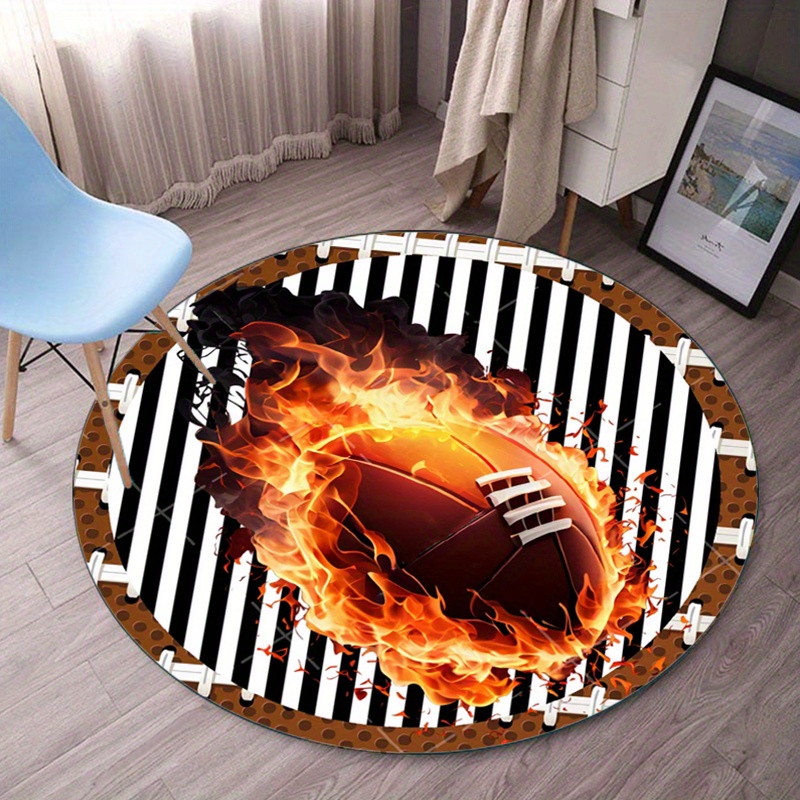 Flaming Football Runder Teppic – Home Bathroom Ideas Bewertung und Preis